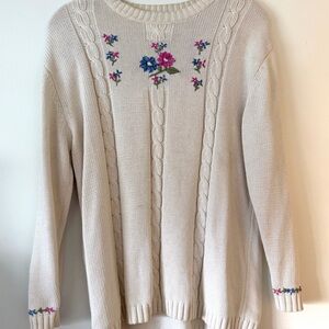 Vintage Floral Embroidered Sweater